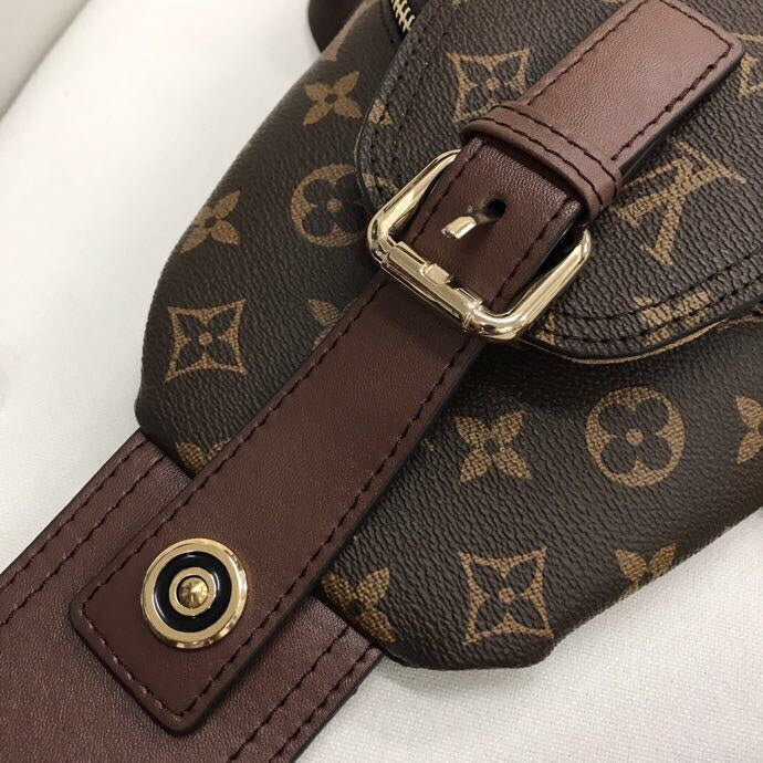 Classic Brown VL Print Backpack Chest Bag XC0423081604