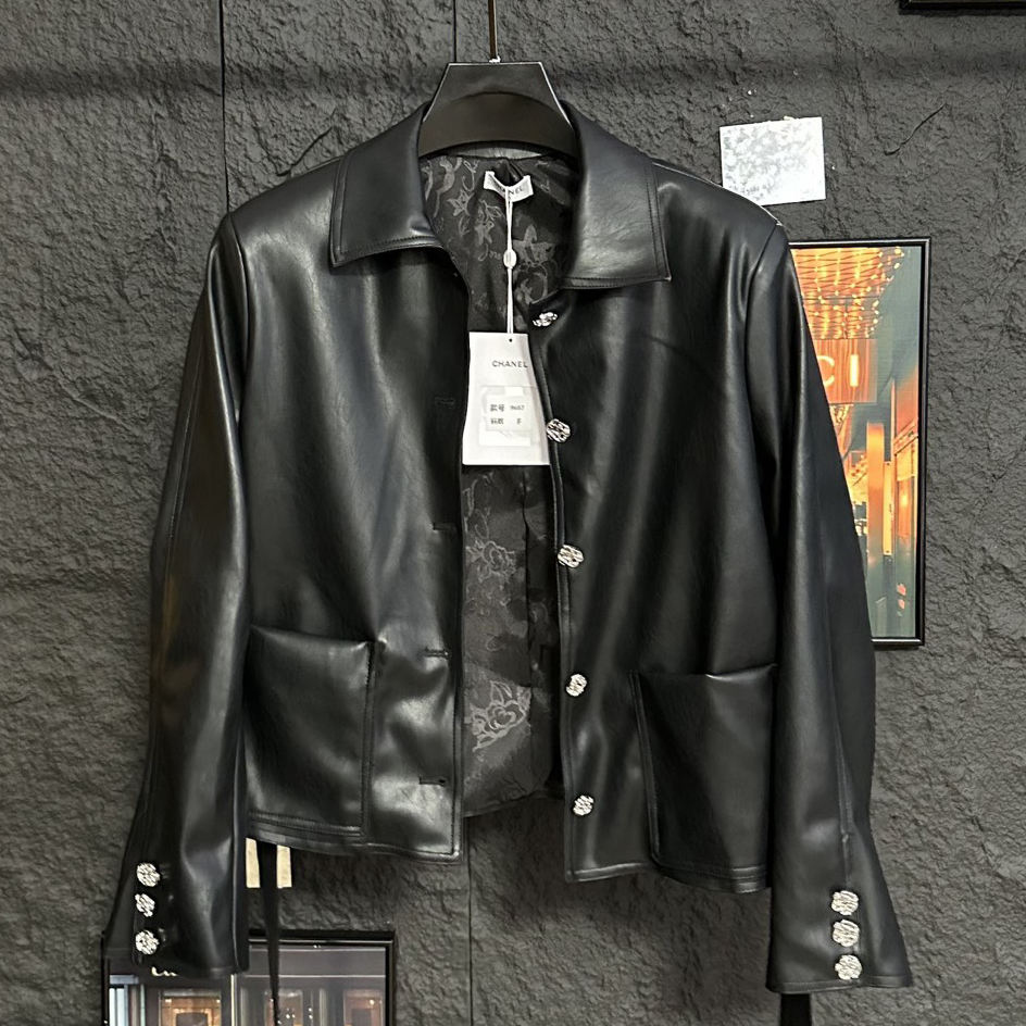 Black and Red Leather Women's JacketsXC052026092001