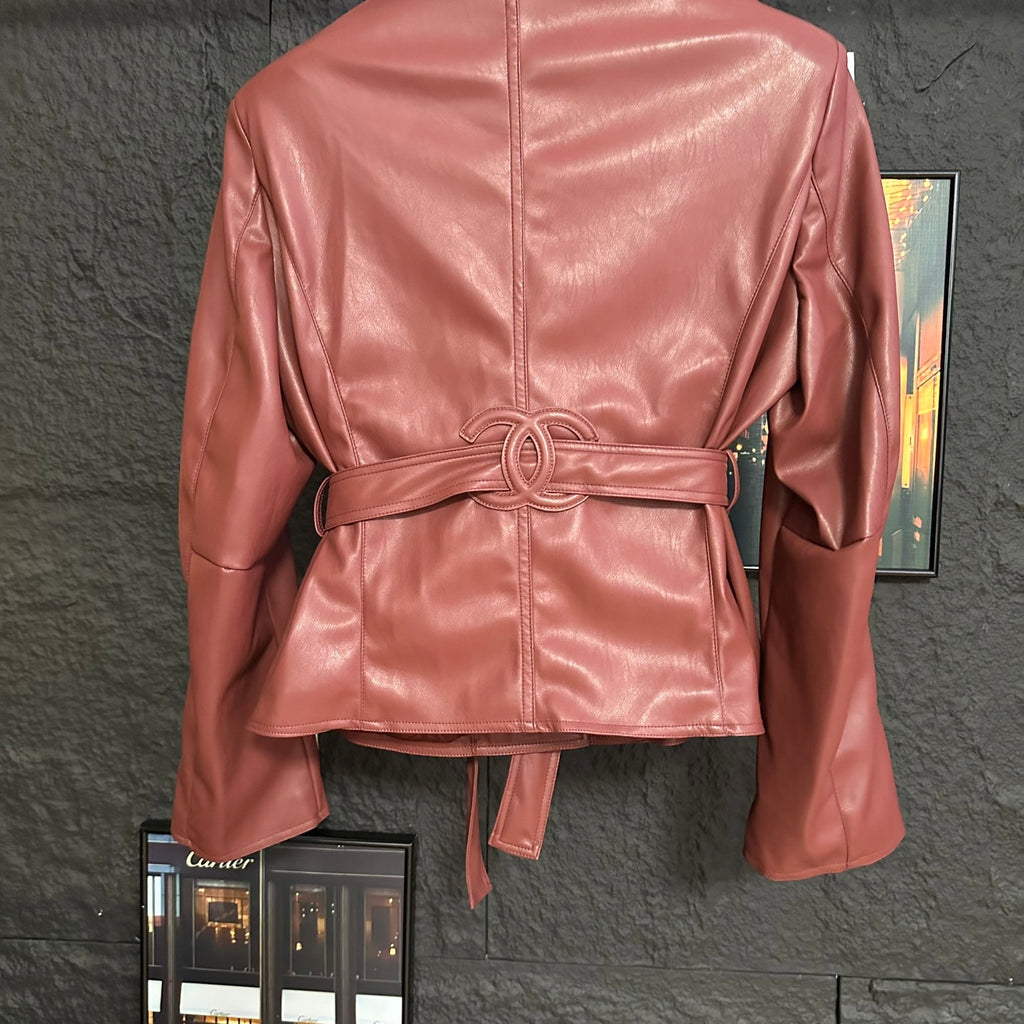 Black and Red Leather Women's JacketsXC052026092001